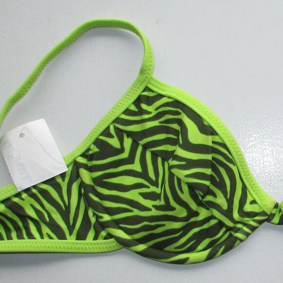 Malibu Lime Green Zebra Print Bikini Top - Small - NEW - Picture 3 of 4